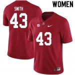 NCAA Women's Alabama Crimson Tide #43 Jordan Smith Stitched College 2020 Nike Authentic Crimson Football Jersey UX17C42RU